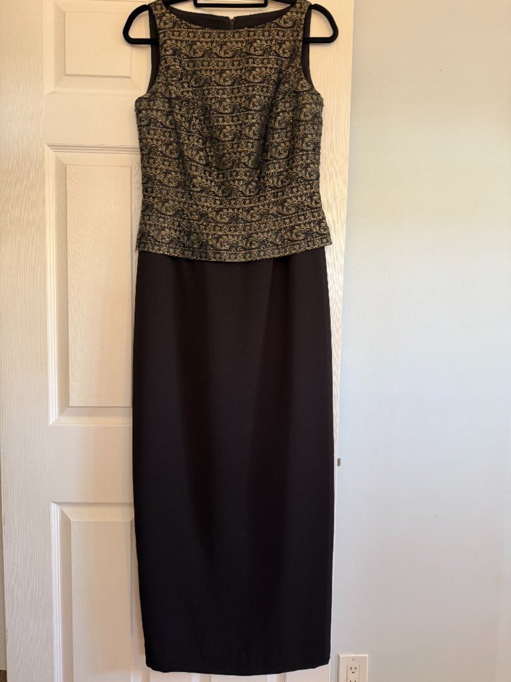 Marie St. Claire Beaded Formal Gown, Women's Size 8, Black & Gold Evening Dress